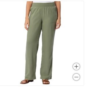 New Briggs Women's Linen Blend Pant pull on green pants XL